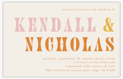 Design Preview for Fun & Whimsical Wedding Invitations Templates, 4.6" x 7.2" Flat