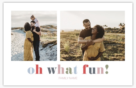 A photo card family purple gray design for Modern & Simple with 2 uploads