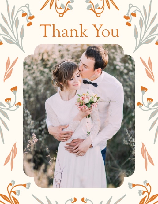 A wedding thank you vintage white cream design for Floral with 1 uploads