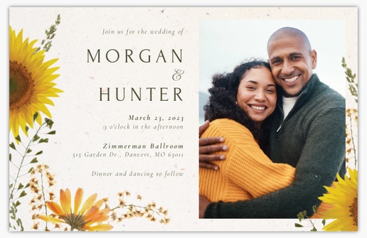 Design Preview for Design Gallery: Floral Wedding Invitations, 4.6" x 7.2" Flat