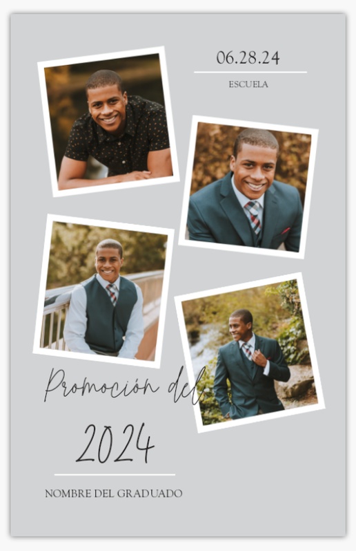 Un collage de fotos de graduación anuncio de graduación de collage de fotos diseño gris blanco para Tipo con 4 imágenes
