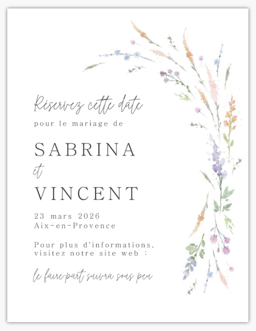 Aperçu du graphisme pour Cartes « Save the Date », 13,9 x 10,7 cm