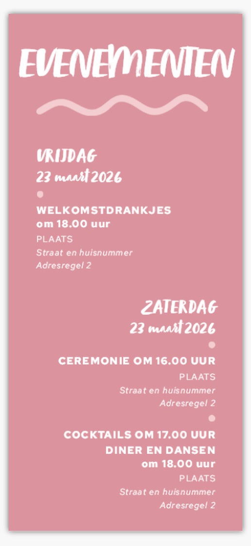 Voorvertoning ontwerp voor Ontwerpgalerij: Zomer Trouwprogramma´s, 21 x 9.5 cm