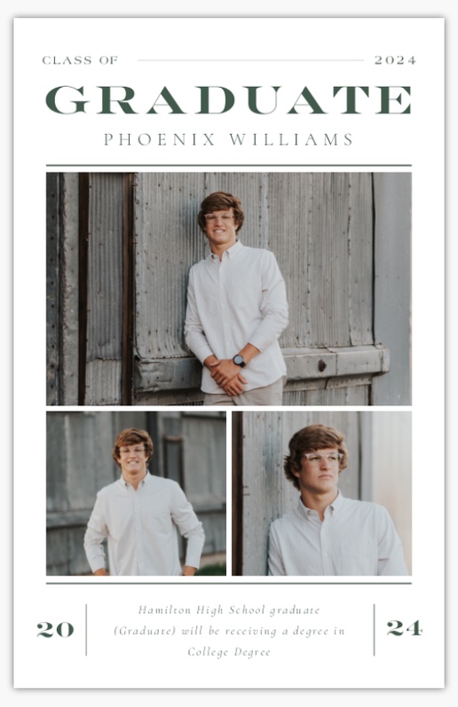 A commencement grad white design for Occasion with 3 uploads