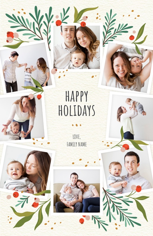 A wreath card multi photo white gray design for Greeting with 8 uploads