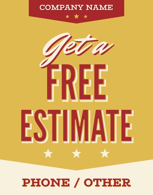 A call out free estimates cream design for Sales & Clearance