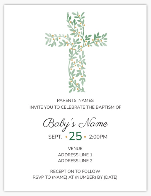 Design Preview for Design Gallery: Baptism & Christening Invitations & Announcements, 5.5" x 4" Flat