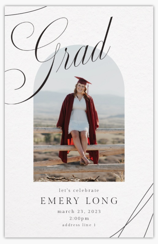 A grad announcement elegant white gray design for Type with 1 uploads
