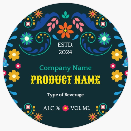 Design Preview for Design Gallery: Florals & Greenery Beer Labels, Circle 9.5 x 9.5 cm Horizontal