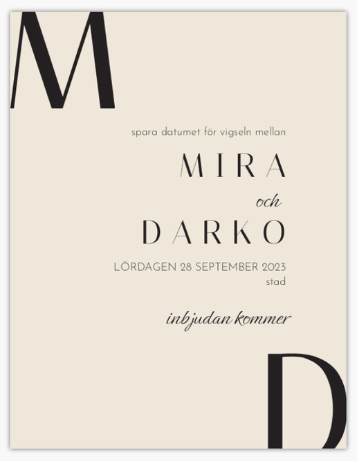 Förhandsgranskning av design för Designgalleri: Typografiskt Spara datumet-kort, 13,9 x 10,7 cm