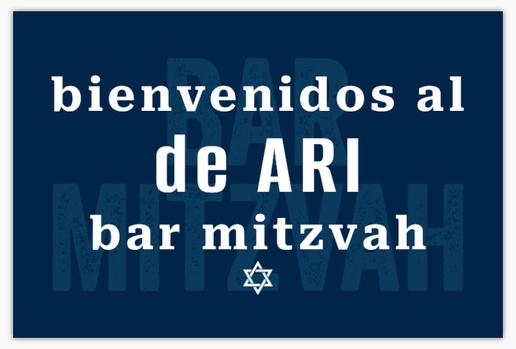Un bienvenida cumpleaños judío diseño azul blanco para Bar y Bat Mitzvá