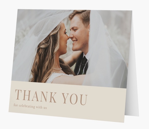 A neutral colors wedding thank you note gray brown design for Photo