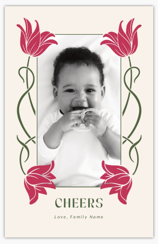 Design Preview for Floral Christmas Cards Templates, Flat 4.6" x 7.2" 