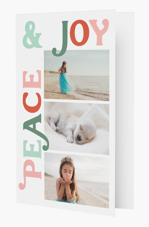 A colorful typography joy and peace white cream design for Greeting with 3 uploads