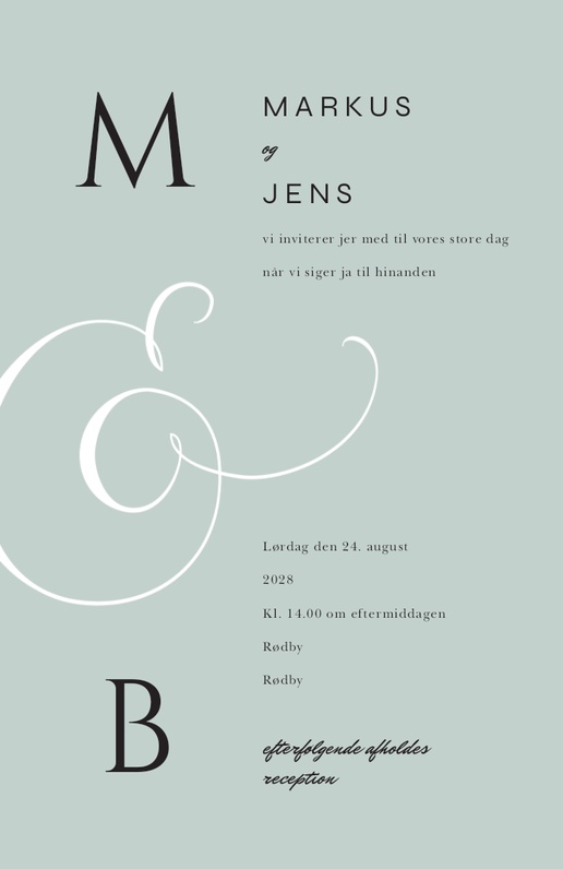 Forhåndsvisning af design for Designgalleri: Monogrammer Bryllupsinvitationer, Enkeltsidet 18.2 x 11.7 cm