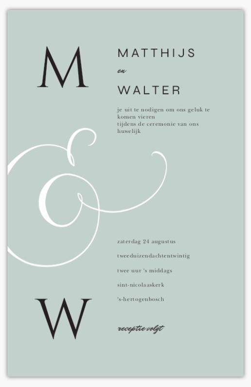 Voorvertoning ontwerp voor Ontwerpgalerij: Typografisch Trouwkaarten, Ongevouwen 18.2 x 11.7 cm