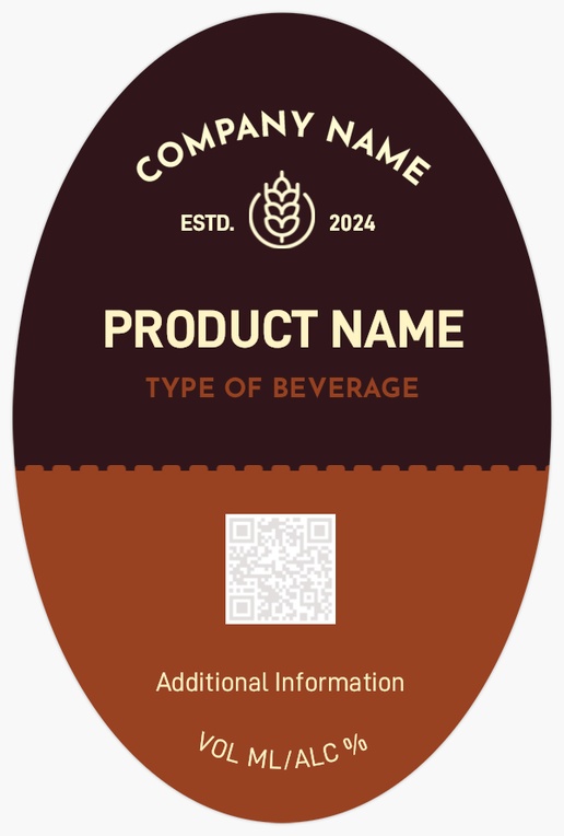 Design Preview for Design Gallery: Modern & Simple Beer Labels, Oval 15 x 10 cm Vertical
