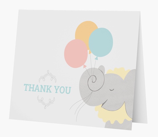 A circus baby shower thank you card white gray design for Baby Shower