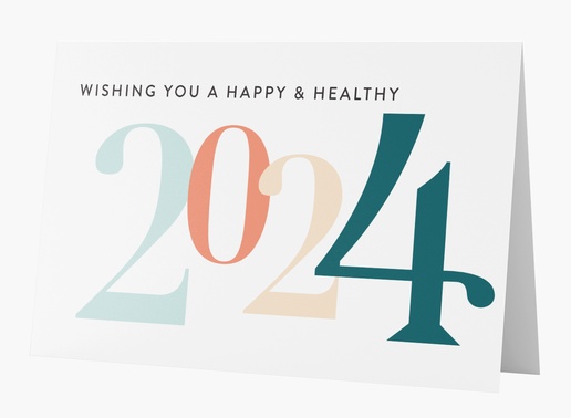 Un feliz y saludable año nuevo tipografía diseño blanco crema para Saludos 
