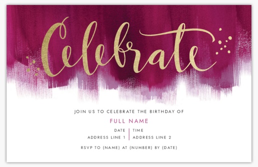 Design Preview for Birthday Invitations & Announcements Templates, 4.6” x 7.2” Flat