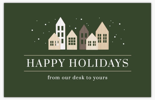 A houses business holiday card green design for Holiday