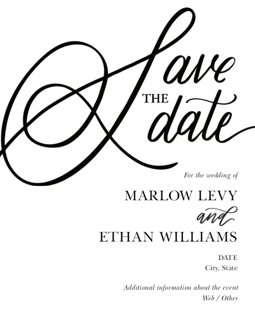A elegant typography black cream design for Save the Date