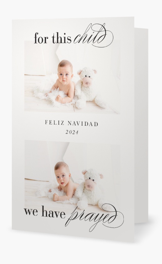 Un anuncio de nacimiento religioso bebé nuevo diseño crema blanco para Tema con 2 imágenes