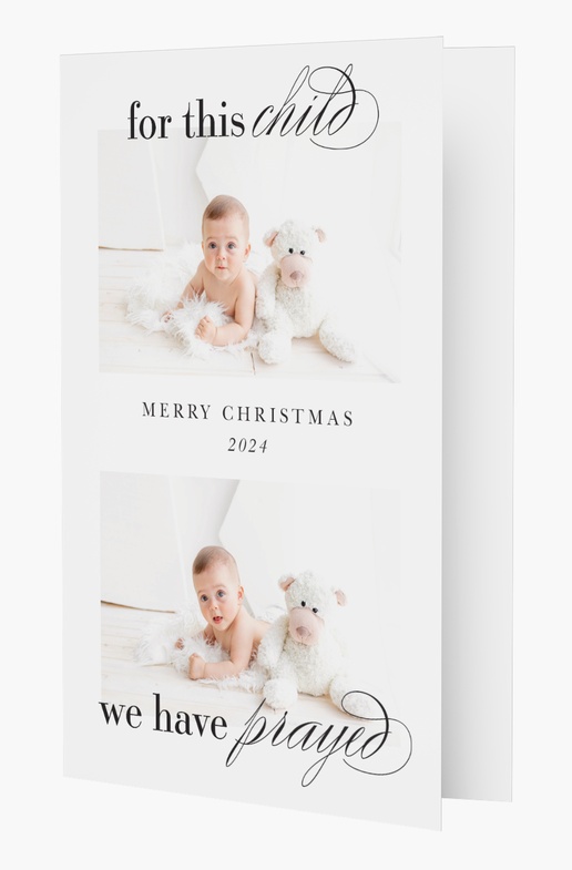 A religious birth announcement new baby white gray design for Theme with 2 uploads