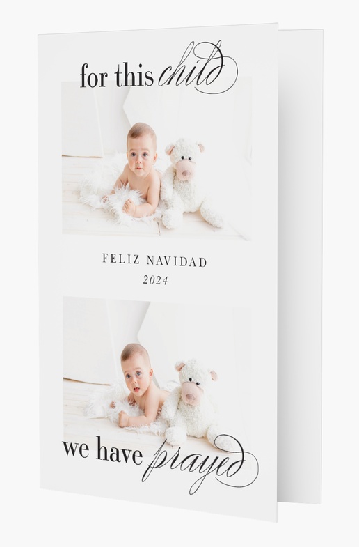 Un anuncio de nacimiento religioso bebé nuevo diseño blanco gris para Tema con 2 imágenes