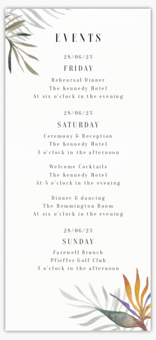 Design Preview for Wedding Programmes, 21 x 9.5 cm