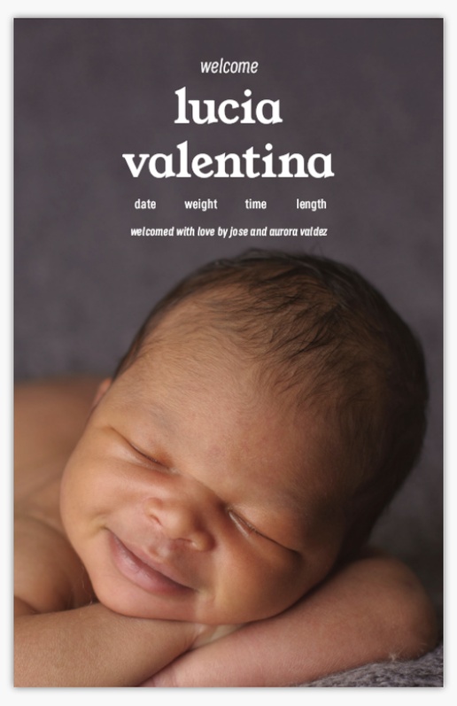 A baby birth announcement white design for Type with 1 uploads