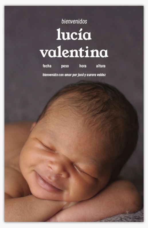 Un bebé anuncio de nacimiento diseño blanco para Tipo con 1 imágenes