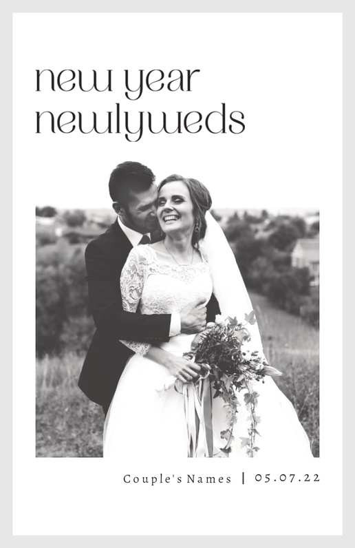 A newlywed newly married christmas card white design for New Year with 1 uploads