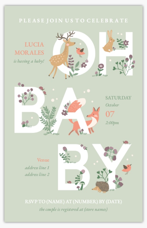 Design Preview for Baby Shower Invitations , 4.6” x 7.2” Flat