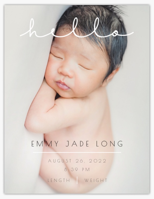 Design Preview for Design Gallery: Birth Announcements Invitations & Announcements, 5.5" x 4" Flat