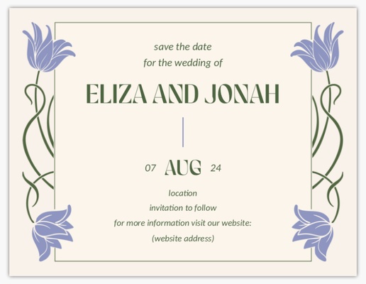 A save the date flowers gray blue design for Save the Date