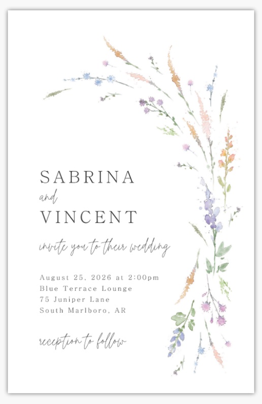 Design Preview for Wedding Invitations  , 4.6" x 7.2" Flat