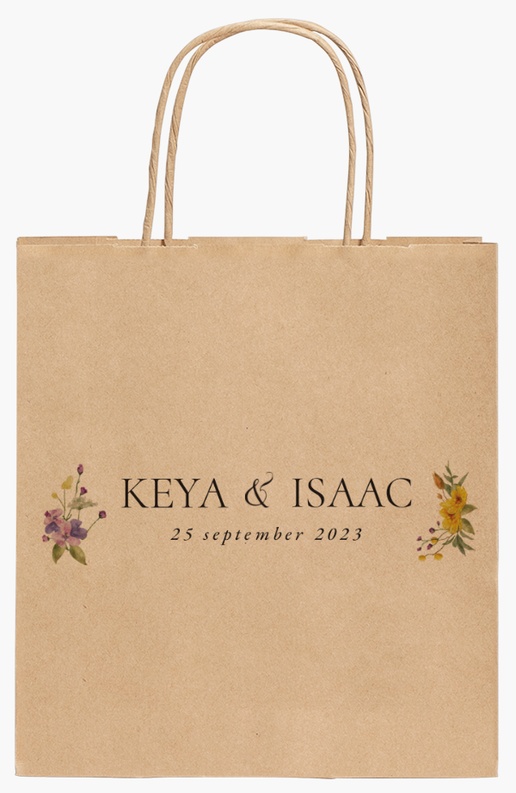 Voorvertoning ontwerp voor Ontwerpgalerij: Bruiloft Kraftpapieren tassen, 190 x 80 x 210 mm