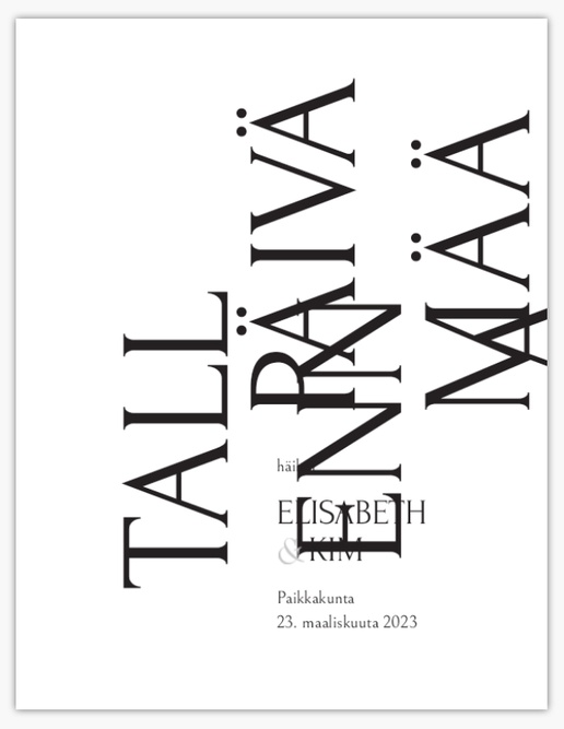 Mallin esikatselu Mallivalikoima: Typografiset Muista päivämäärä -kortit, 13,9 x 10,7 cm