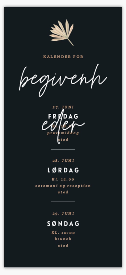 Forhåndsvisning af design for Designgalleri: Boheme Bryllupsprogrammer, 21 x 9.5 cm