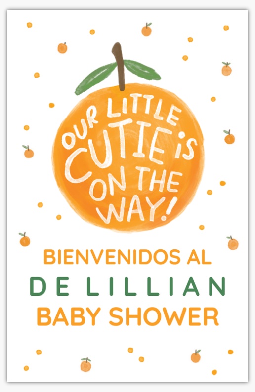 Un afrutado baby shower diseño verde naranja para Bebés