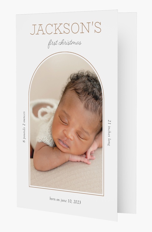 A birth announcement first christmas cards white cream design for Theme with 1 uploads