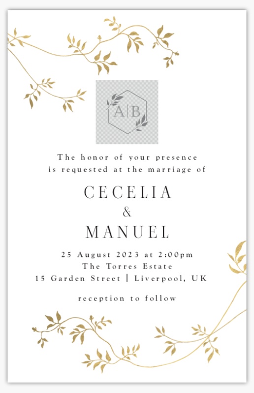 Design Preview for Design Gallery: Elegant Wedding Invitations, Flat 18.2 x 11.7 cm