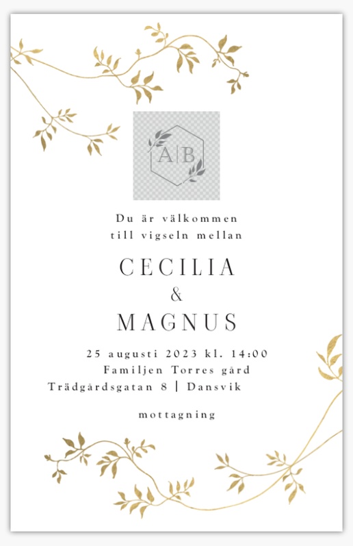 Förhandsgranskning av design för Designgalleri: Elegant Bröllopsinbjudningar, Enkelt 18.2 x 11.7 cm