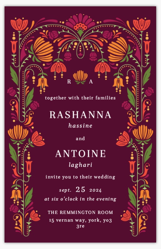 Design Preview for Design Gallery: Floral Wedding Invitations, Flat 21.6 x 13.9 cm