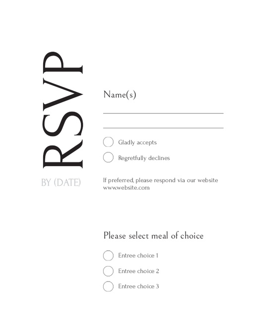 A rsvp card bold white design for Traditional & Classic