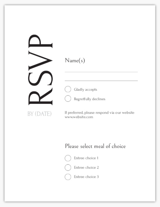 Design Preview for Design Gallery: Minimal Wedding RSVP Cards, 5.5" x 4" Flat