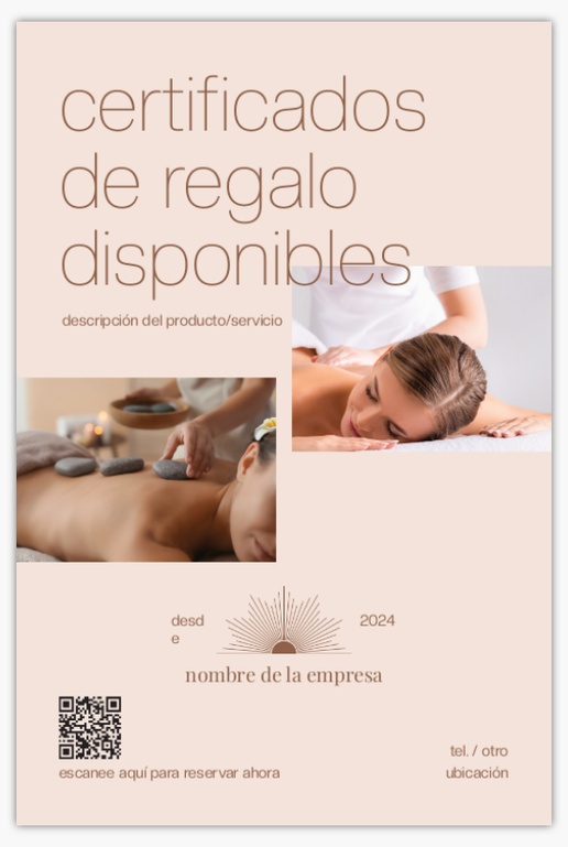 Un masaje y spa certificado de regalo diseño crema rosa para Moderno y sencillo con 1 imágenes
