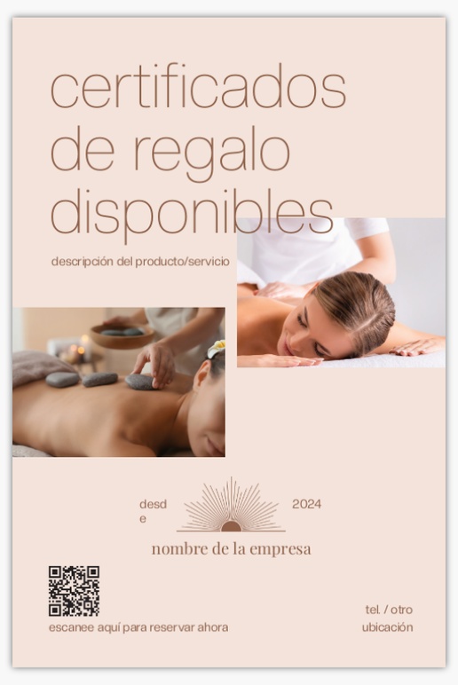 Un masaje y spa certificado de regalo diseño gris marrón para Moderno y sencillo con 1 imágenes