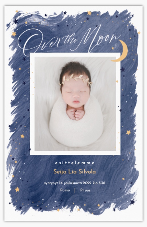 Mallin esikatselu Mallivalikoima: Kuu ja tähdet Vauvakortti, 18.2 x 11.7 cm